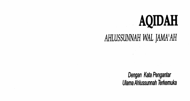 Aqidah Ahlussnnah wal Jama’ah