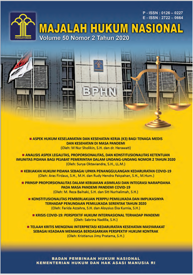 Majalah Hukum Nasional : Volume 50 Nomor 2 Tahun 2020
